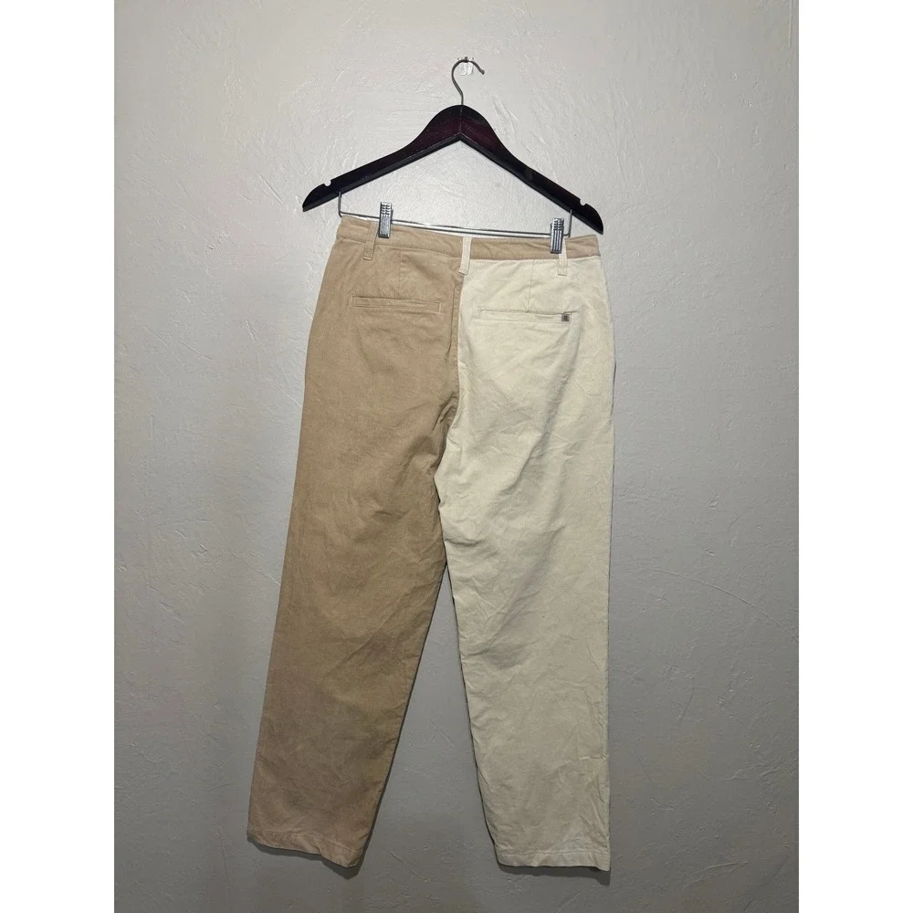 Brixton Two Tone Corduroy Pants Mens 29 Tan Cream Split Color Straight Leg